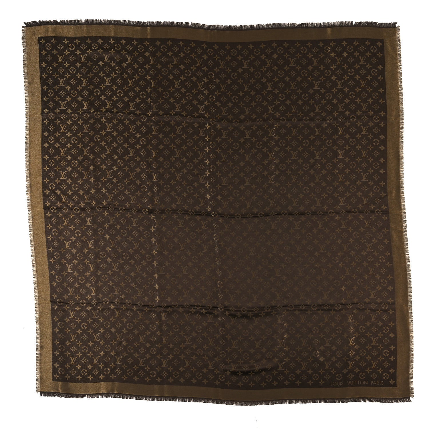 Louis Vuitton Silk Wool Monogram Denim Shawl Chocolate 1 of 3