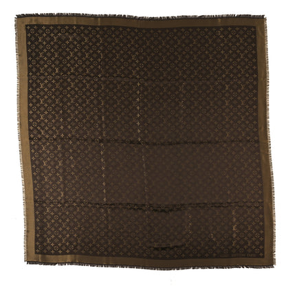Louis Vuitton Silk Wool Monogram Denim Shawl Chocolate 1 of 3