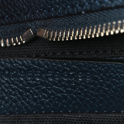 Alexander McQueen Pebbled Calfskin Small Skull Padlock Zip Around Tote Navy Blue 6 of 8