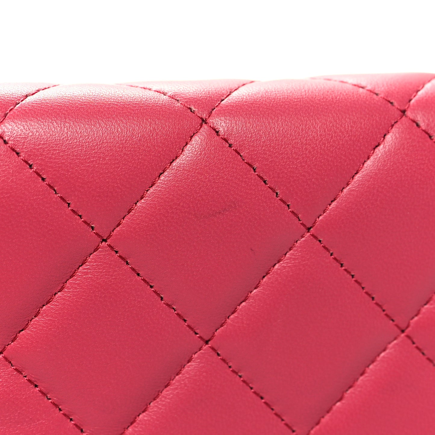 Lambskin Quilted Wallet On Chain WOC Dark Pink