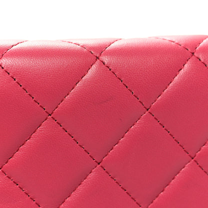 Chanel Lambskin Quilted Wallet On Chain WOC Dark Pink 14 of 14
