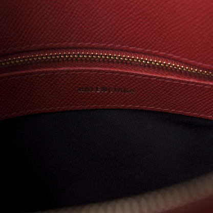 Balenciaga Signature Grained Calfskin Logo S Ville Top Handle Bag Rouge Lantern Black 8 of 8