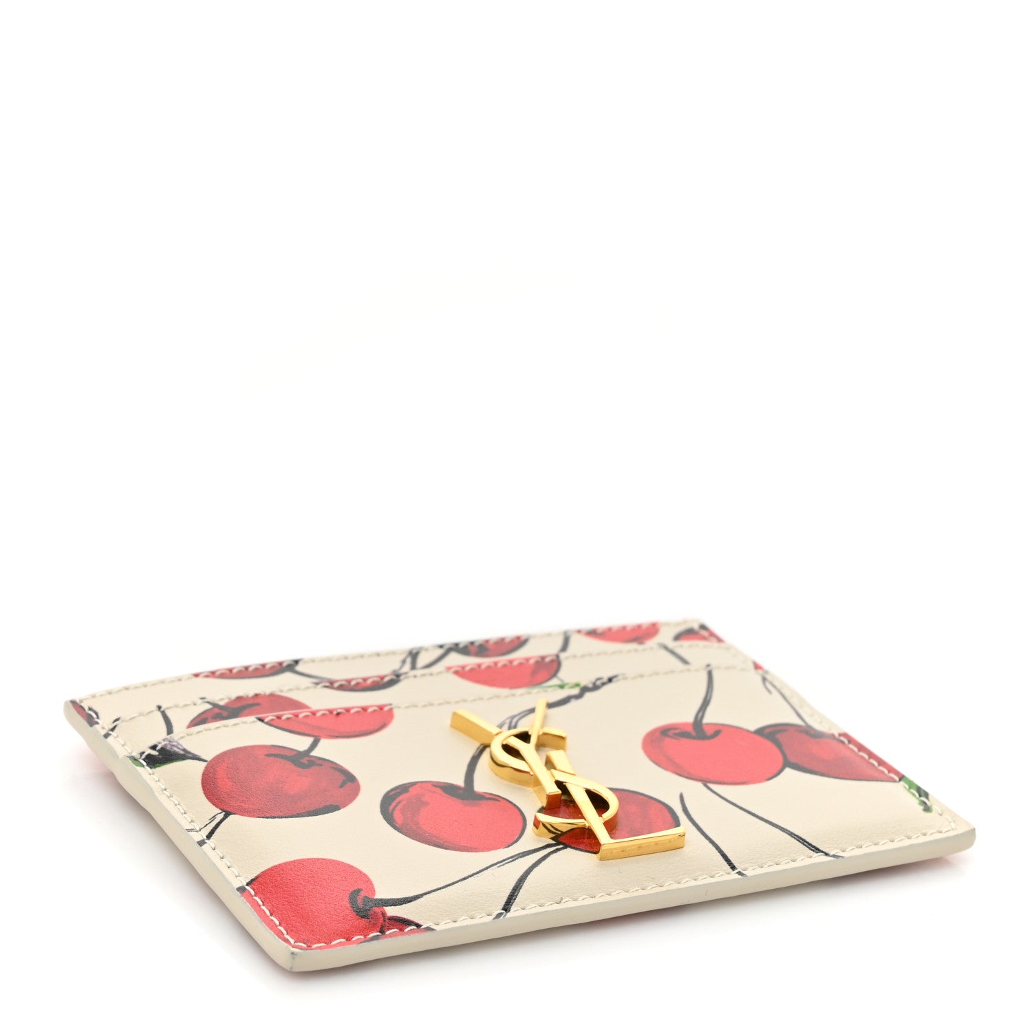 Saint Laurent Calfskin Monogram Cherry Credit Card Case 4 of 9