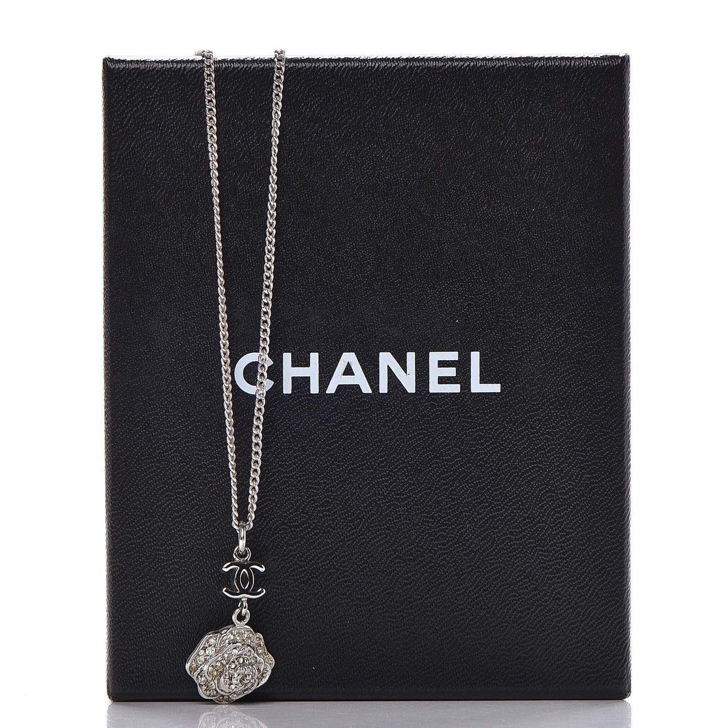 Swarovski Crystal Camellia CC Necklace Silver