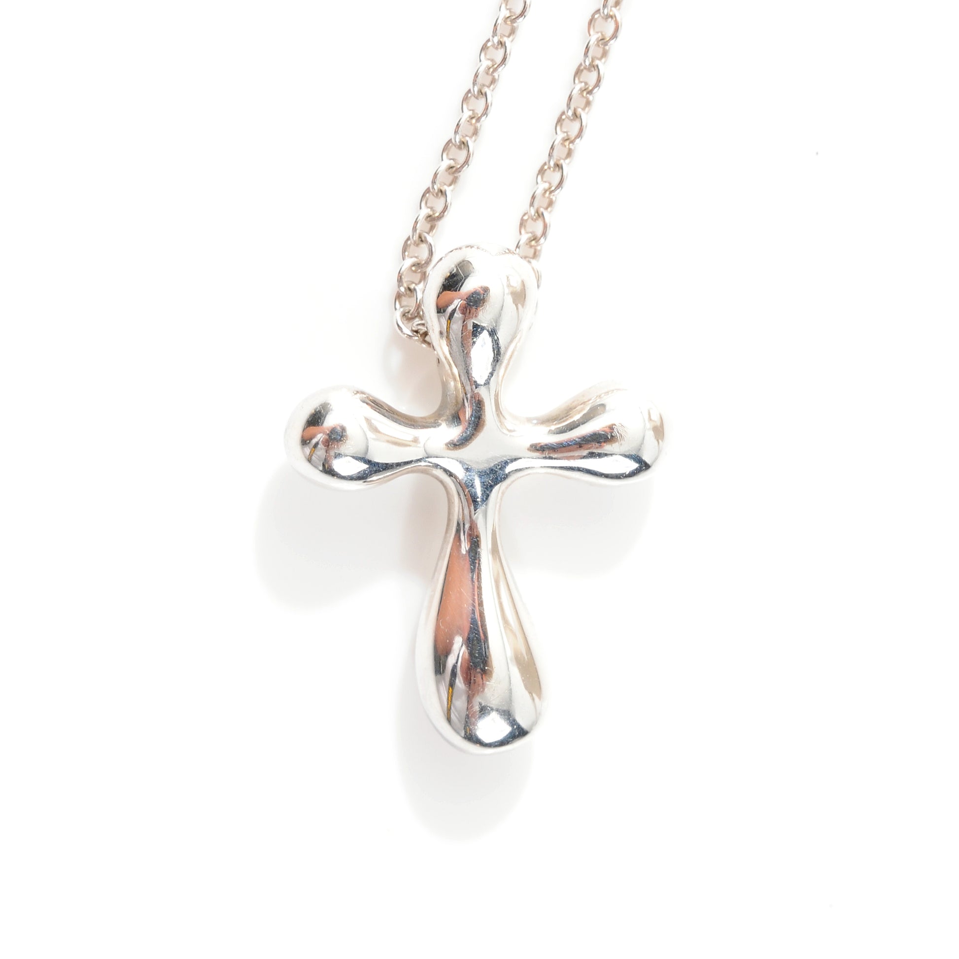 Tiffany Sterling Silver 12mm Elsa Peretti Cross Pendant Necklace 3 of 5