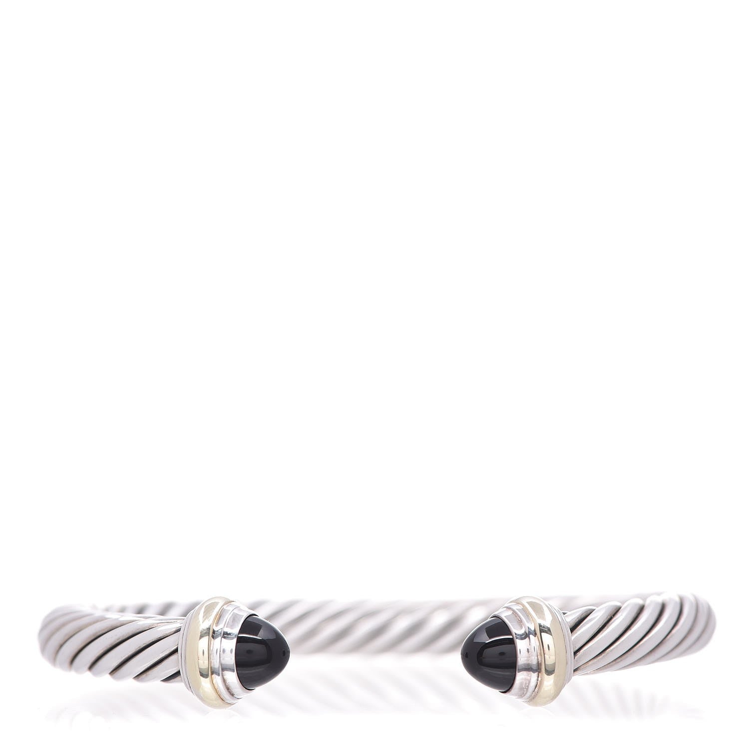 David Yurman Sterling Silver 14K Yellow Gold Black Onyx 7mm Cable Classics Bracelet 1 of 5