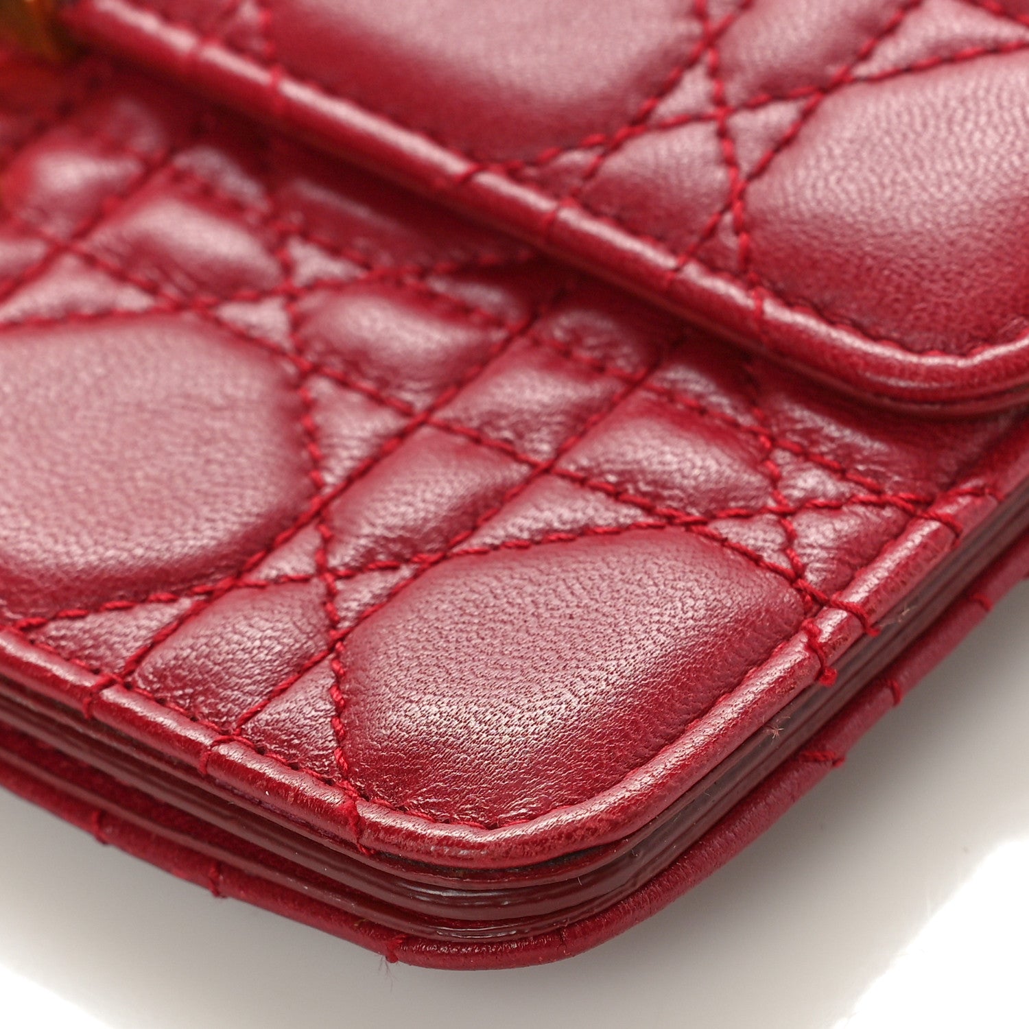 Christian Dior DIOR Lambskin Cannage Dioraddict Wristlet Clutch Red 10 of 10
