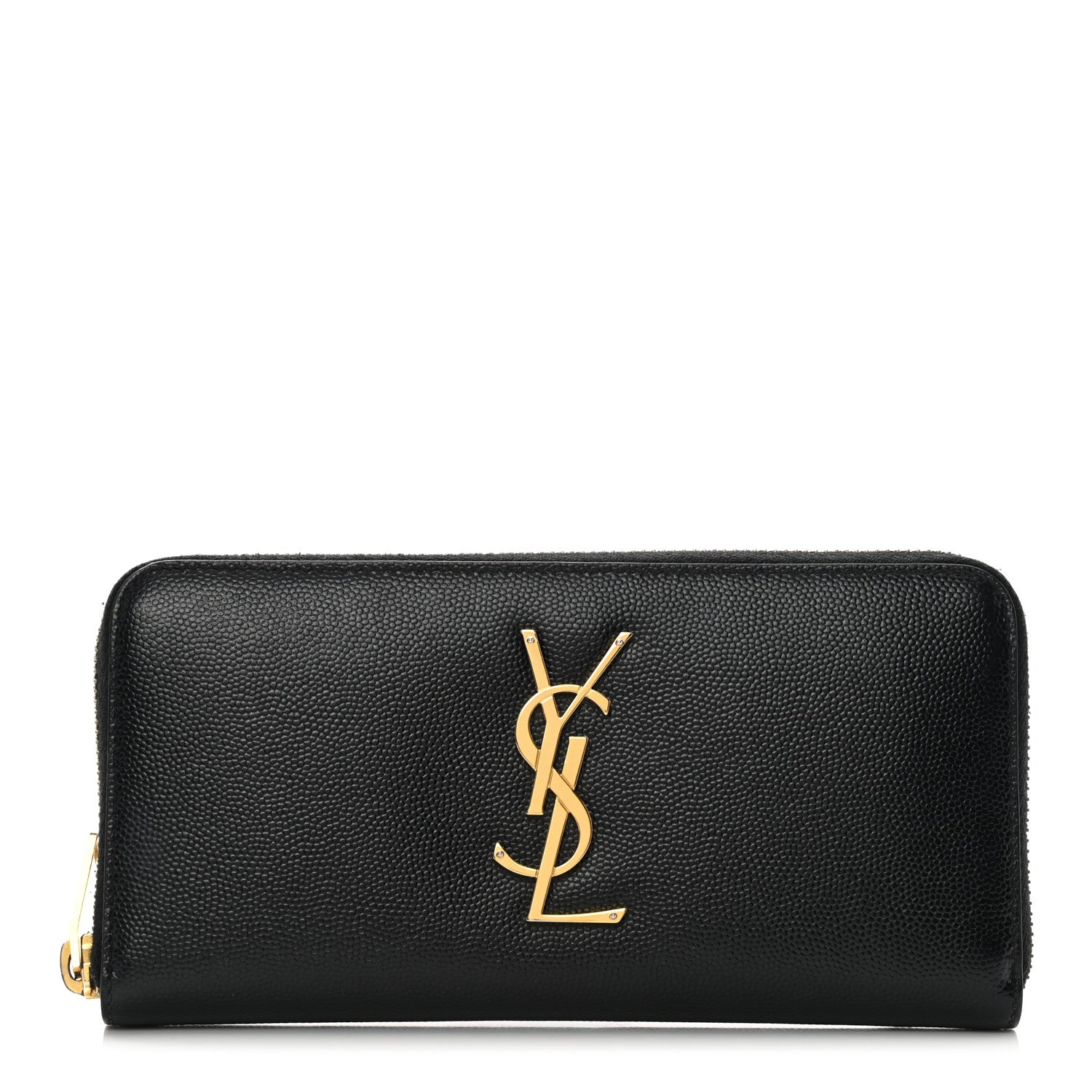 Saint Laurent Grain De Poudre Monogram Zip Around Wallet Black 1 of 11
