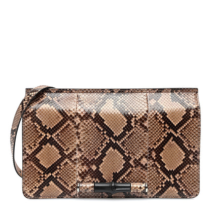 Gucci Calfskin Snakeskin Lady Bamboo Shoulder Bag 1 of 9