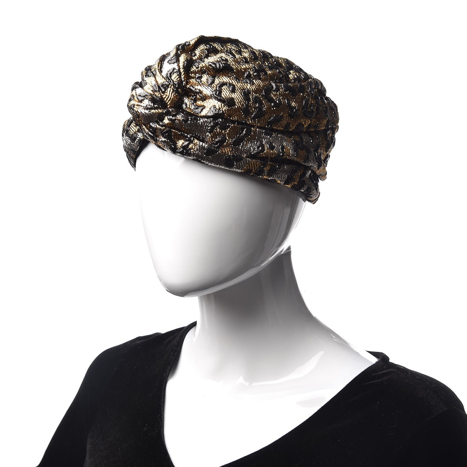 Gucci Metallic Leonte Turban L 58 Black Gold 2 of 6