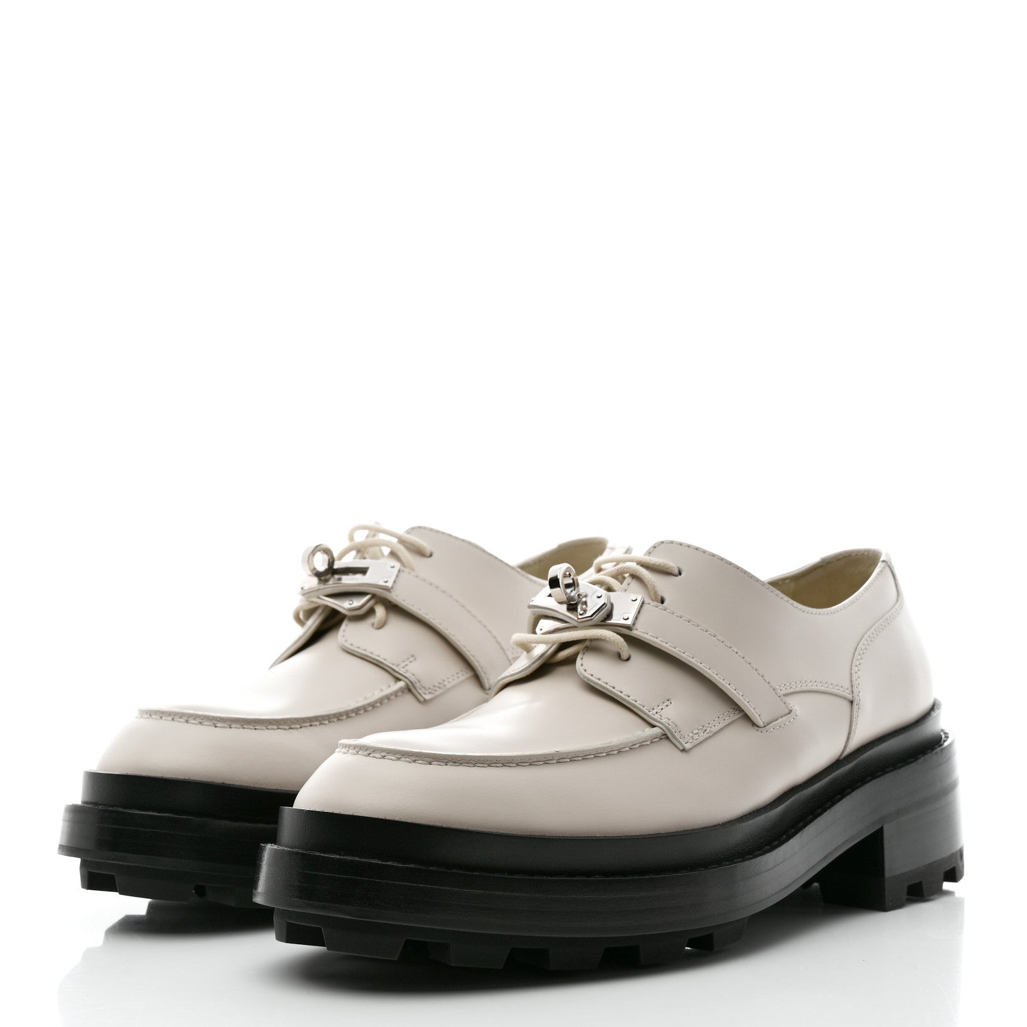 Hermes Glossed Calfskin First Derby 37 Beige Glaise 3 of 9