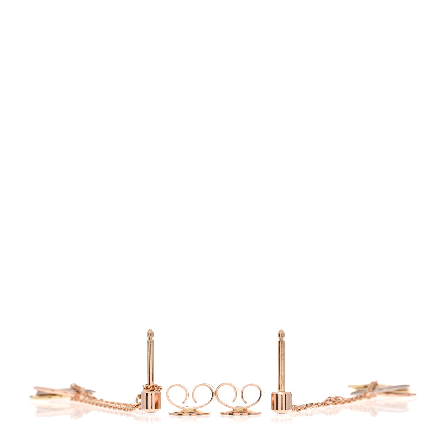 Cartier 18K Pink Yellow White Gold Diamond Small Trinity Drop Earrings 3 of 4