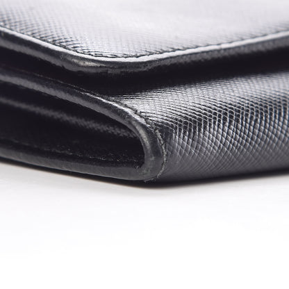 Prada Saffiano Colour Continental Flap Wallet Black Peonia 8 of 9