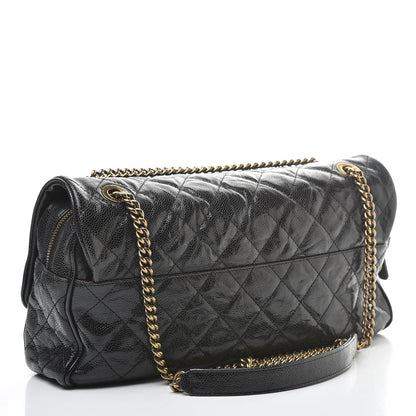 Chanel Crumpled Grained Calfskin Quilted Large Shiva Flap Black 3 of 10