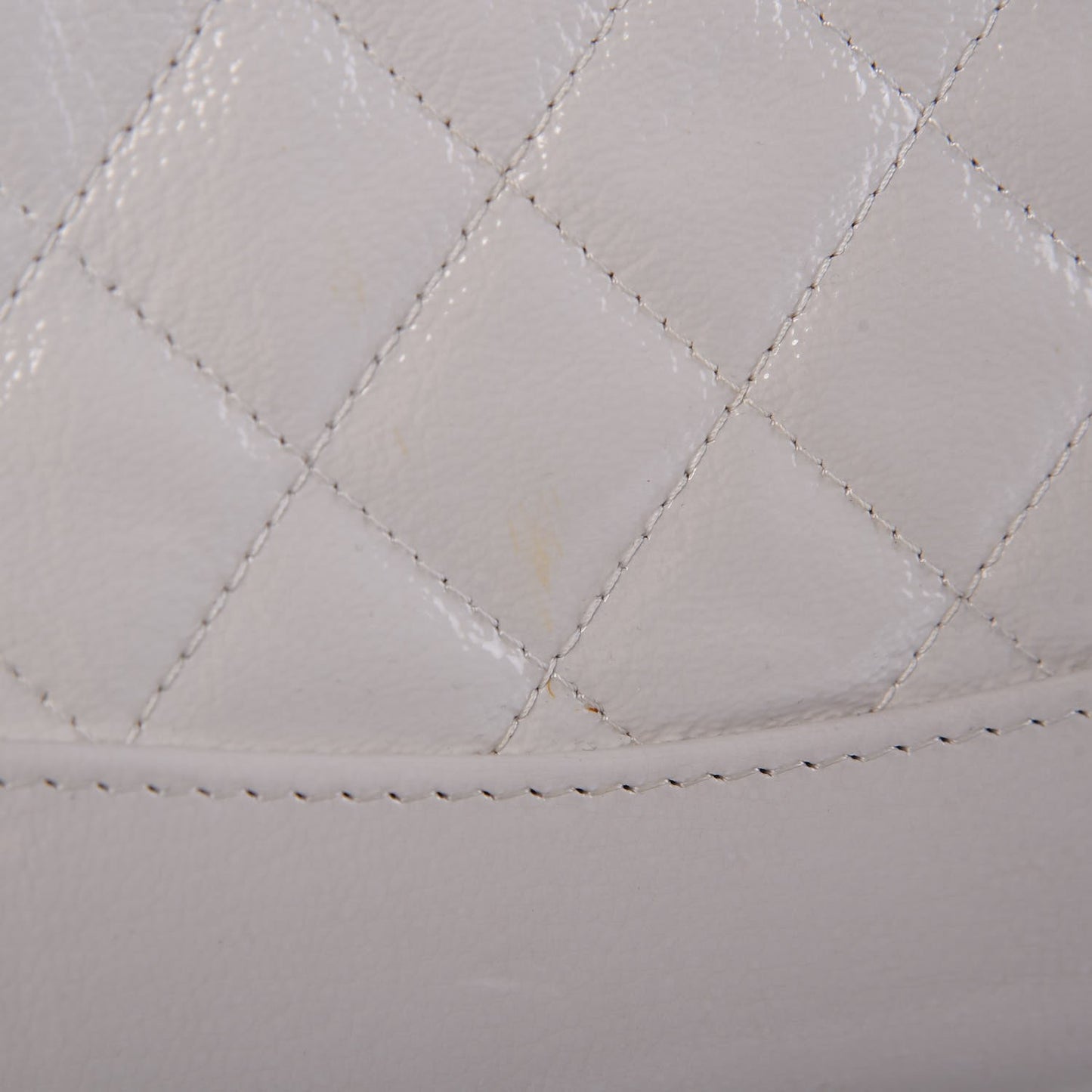 Patent Goatskin Quilted Small Gabrielle Backpack White