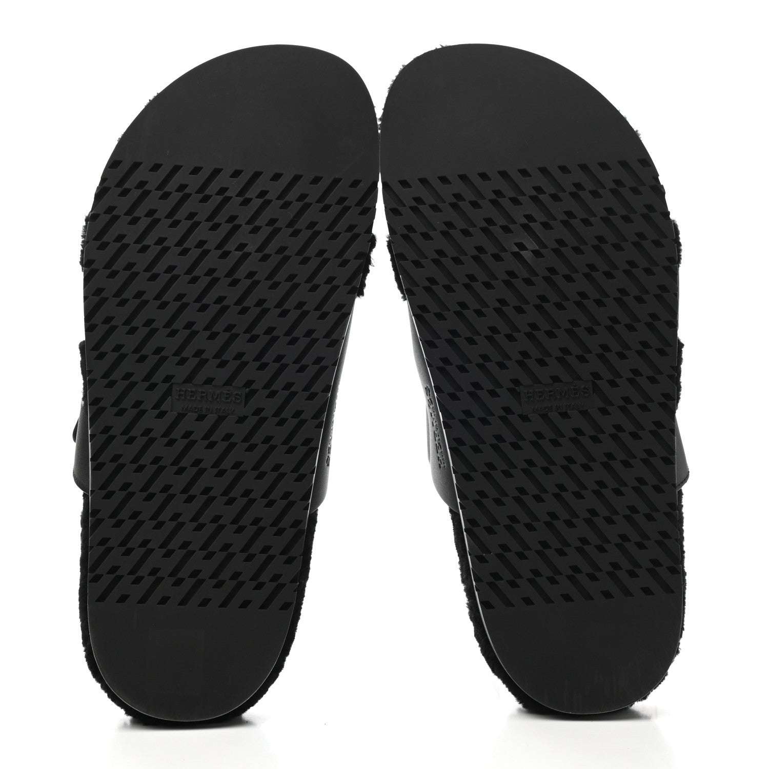 Hermes Calfskin Woolskin Womens Chypre Sandals 39 Black 5 of 9