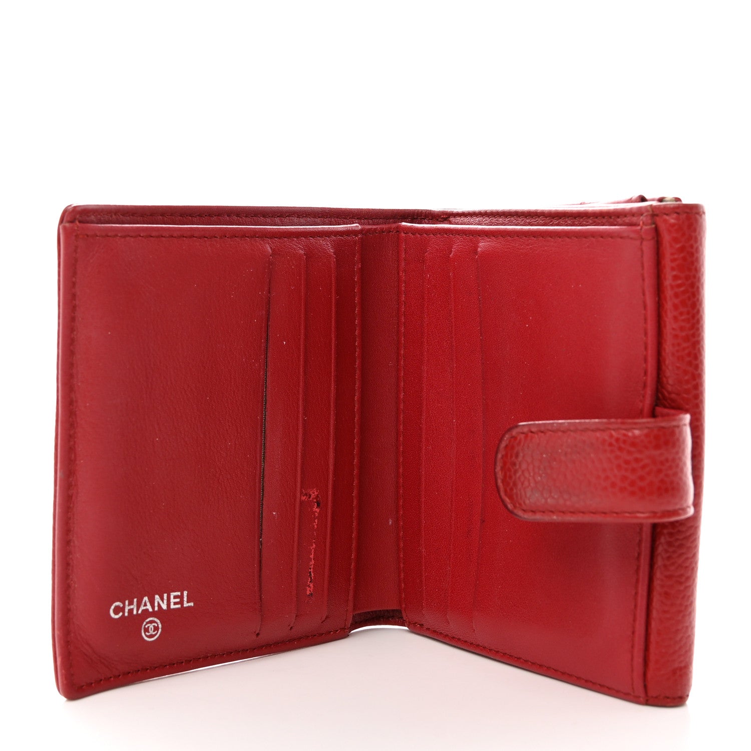 Chanel Caviar Timeless CC Compact Flap Wallet Dark Red 5 of 14