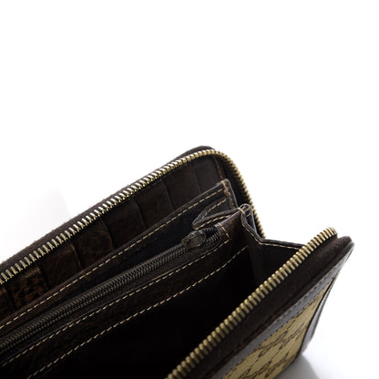 Gucci Monogram Calfskin Bamboo Tassel Zip Around Wallet Beige Ebony Chocolate 7 of 7