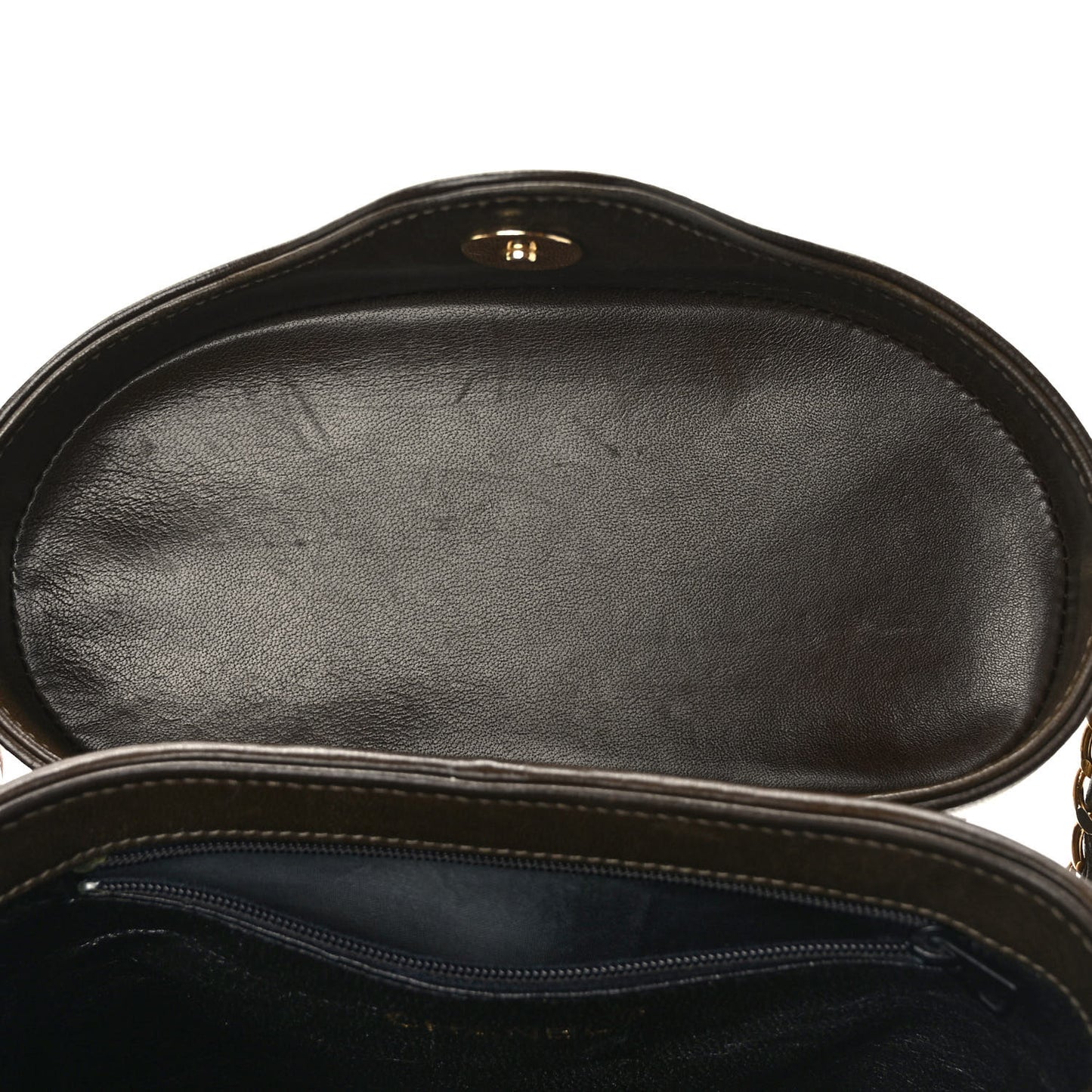 Lambskin Quilted Tassel Shoulder Bag Dark Brown