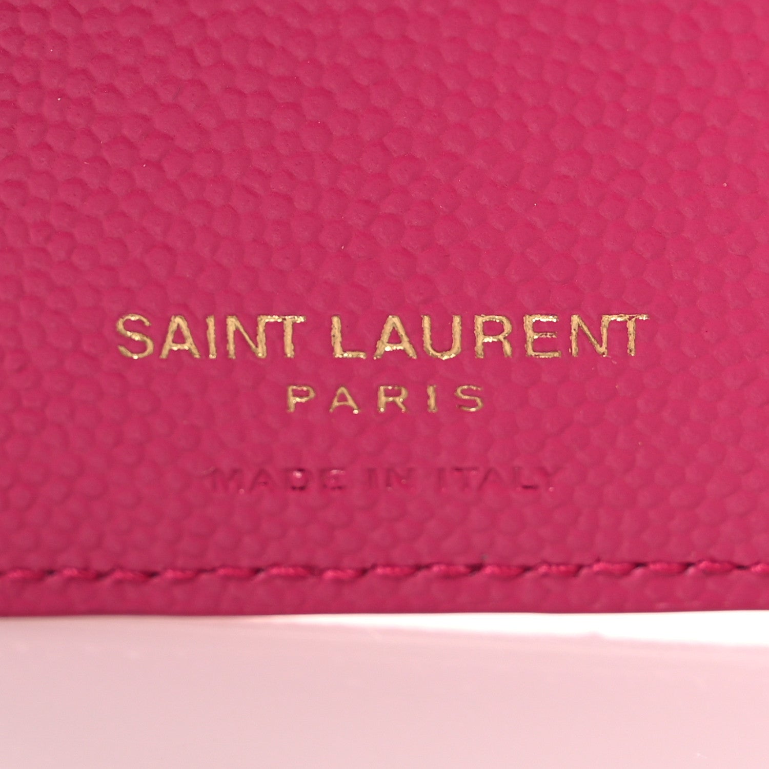 Saint Laurent Grain De Poudre Matelasse Chevron Monogram Zipped Card Case Fresh Fuxia 6 of 6