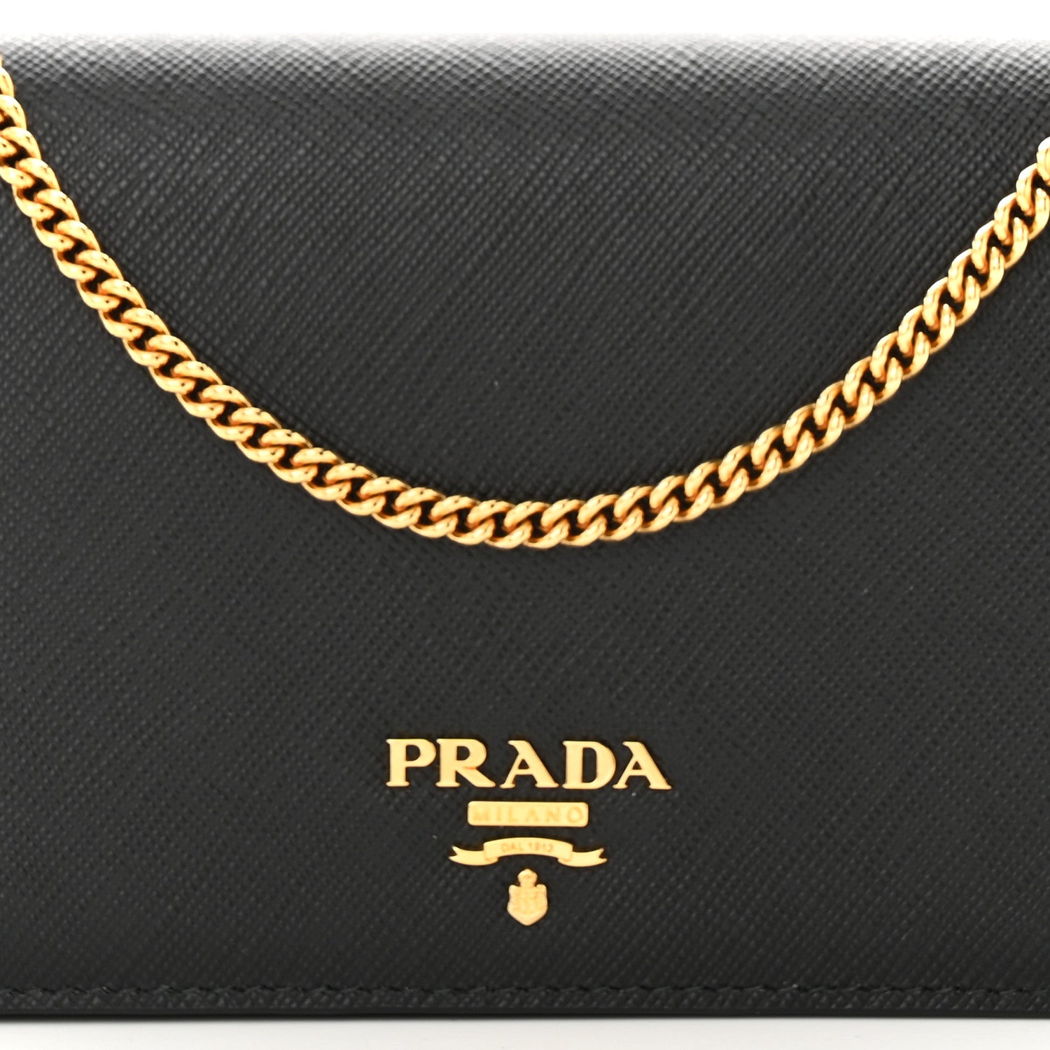 Prada Saffiano Metal Phone Wristlet Crossbody Wallet Black 7 of 10