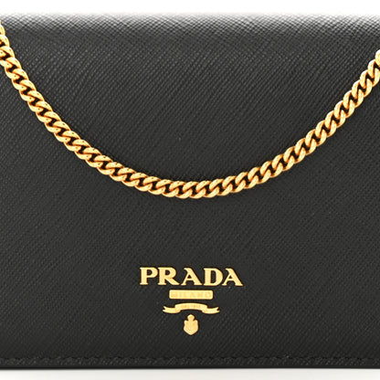 Prada Saffiano Metal Phone Wristlet Crossbody Wallet Black 7 of 10