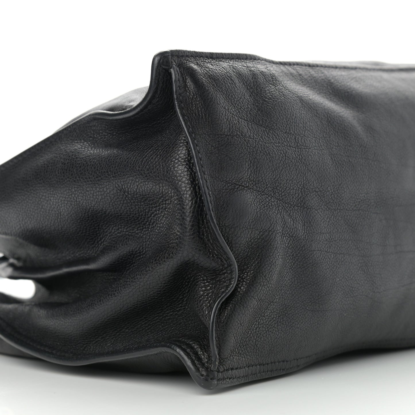 Glace Calfskin Etiquette Shopping Bag Black Astrale