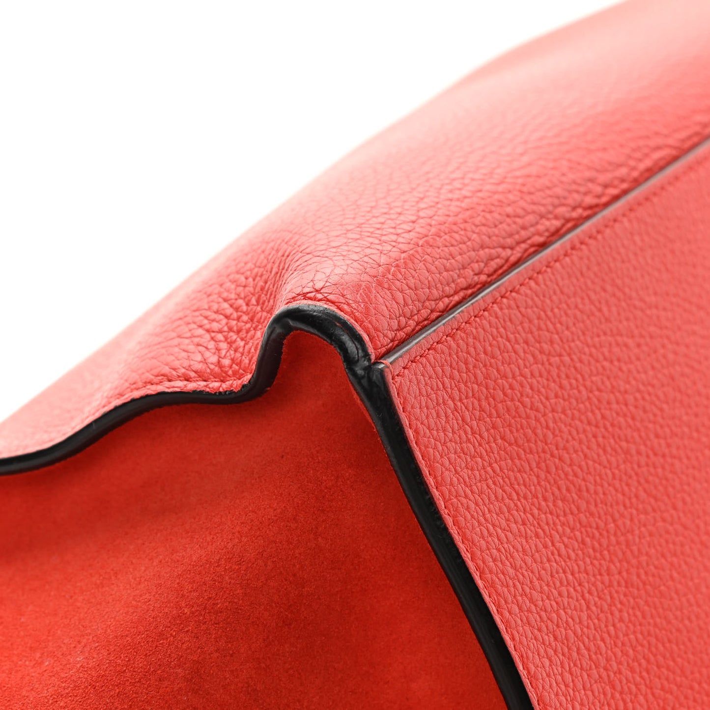 Drummed Calfskin Suede Large Trapeze Vermillion