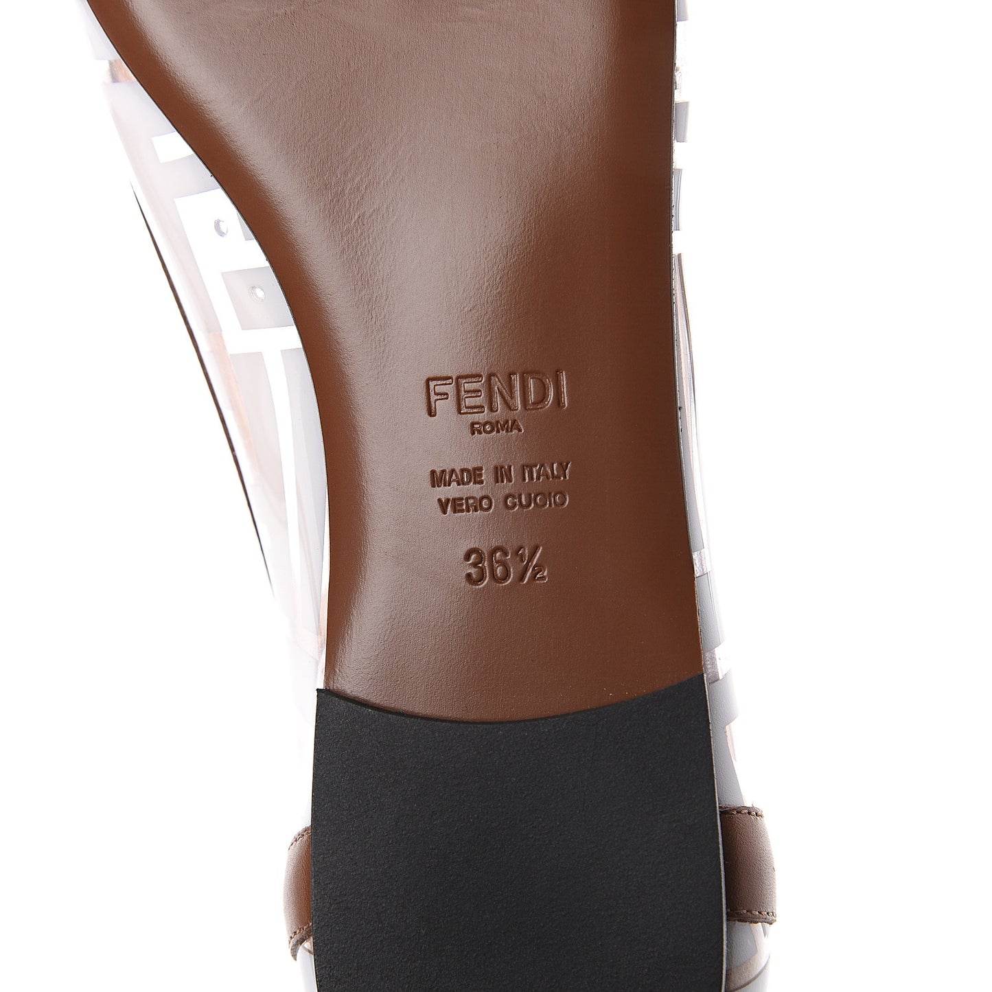 PVC Calfskin FF Colibri Ballerina Flats 36.5 White Cuoio