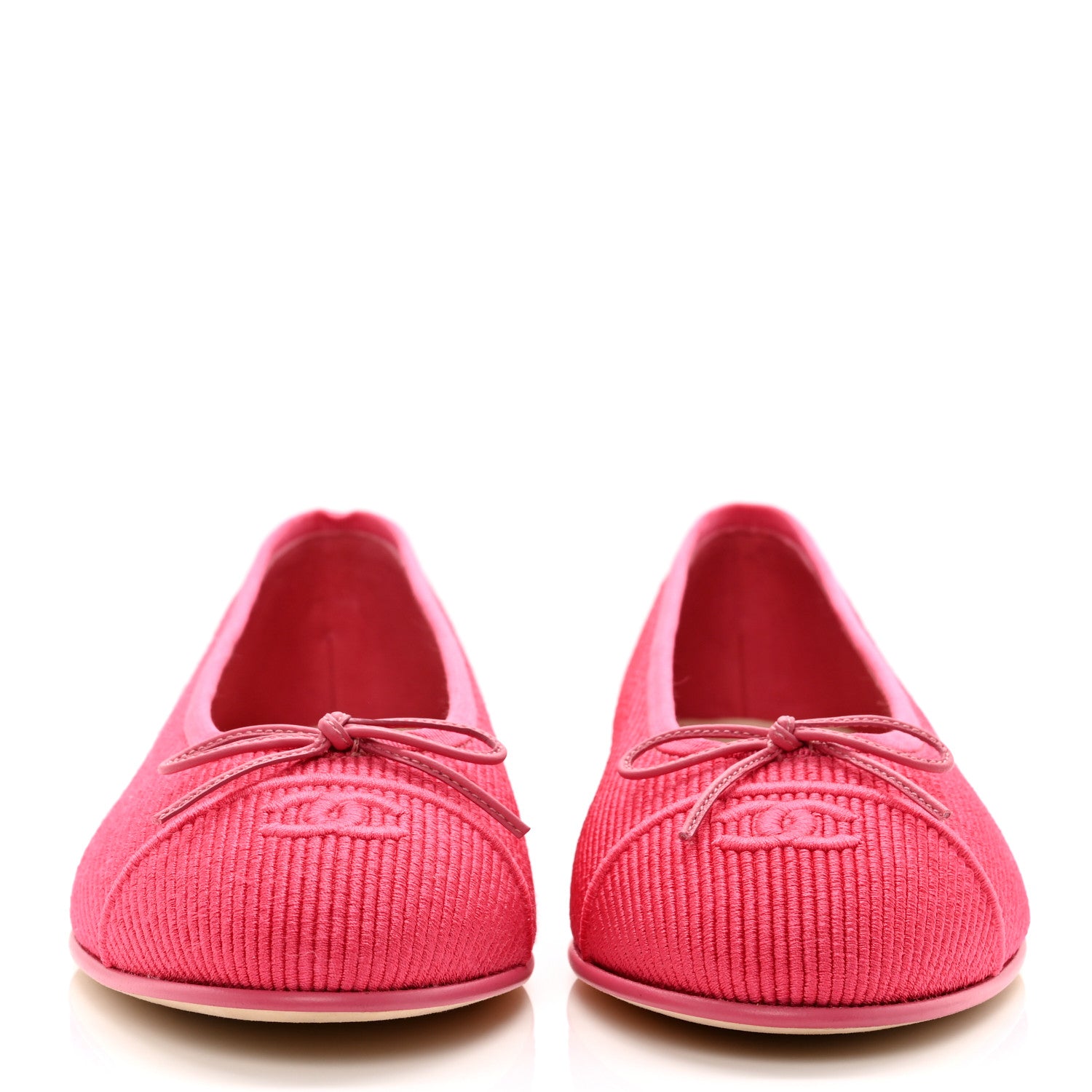 Chanel Embroidered Fabric Cap Toe CC Ballerina Flats 41 Dark Pink 2 of 9
