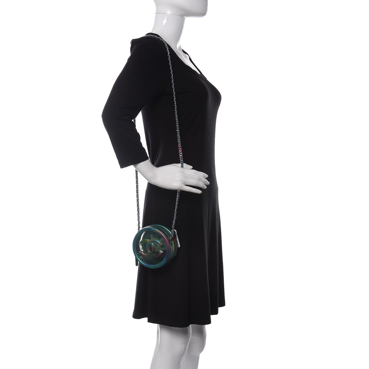 PVC Calfskin Lambskin Quilted Round Filigree Clutch With Chain Green