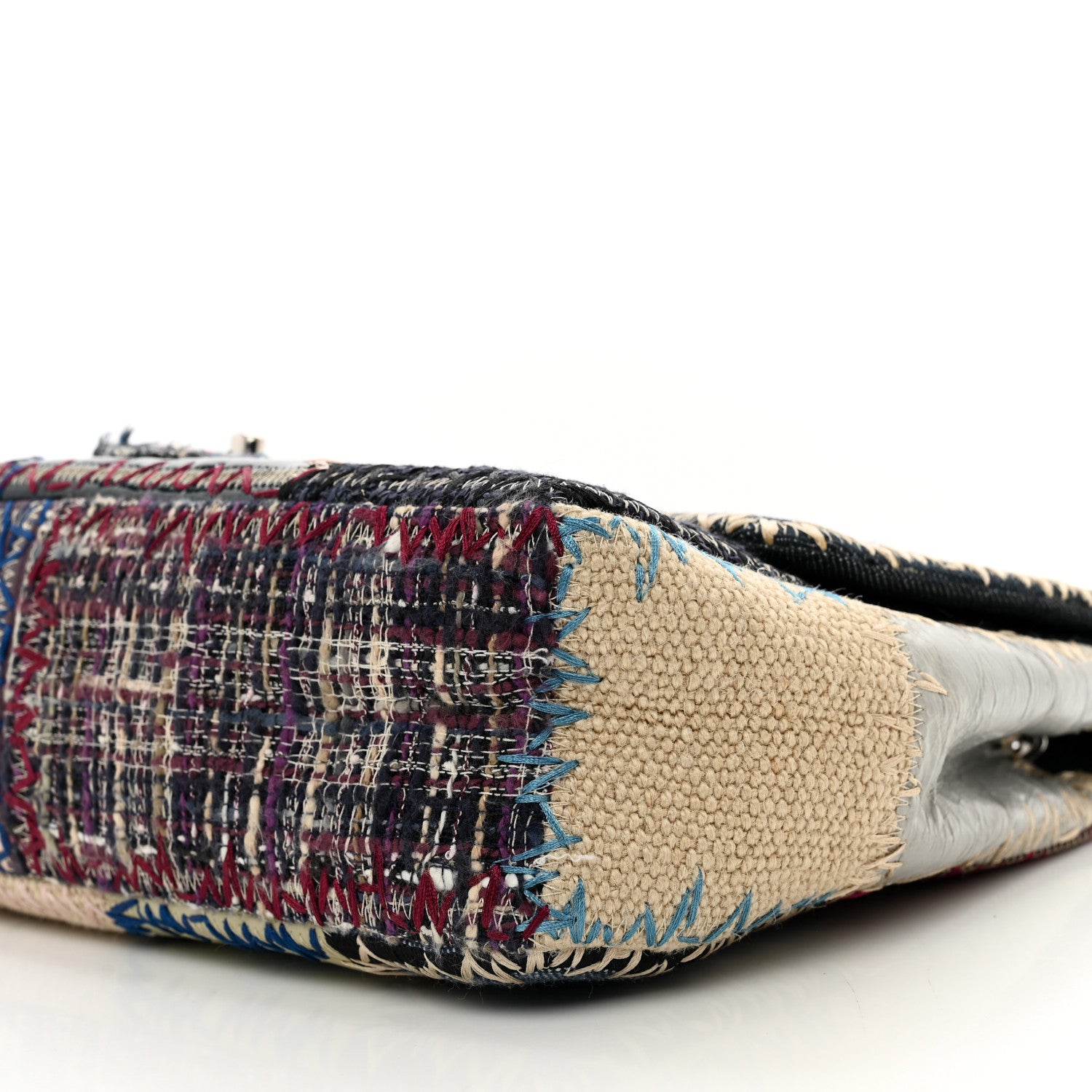 Chanel Denim Tweed Patchwork Jumbo Single Flap Multicolor 10 of 10