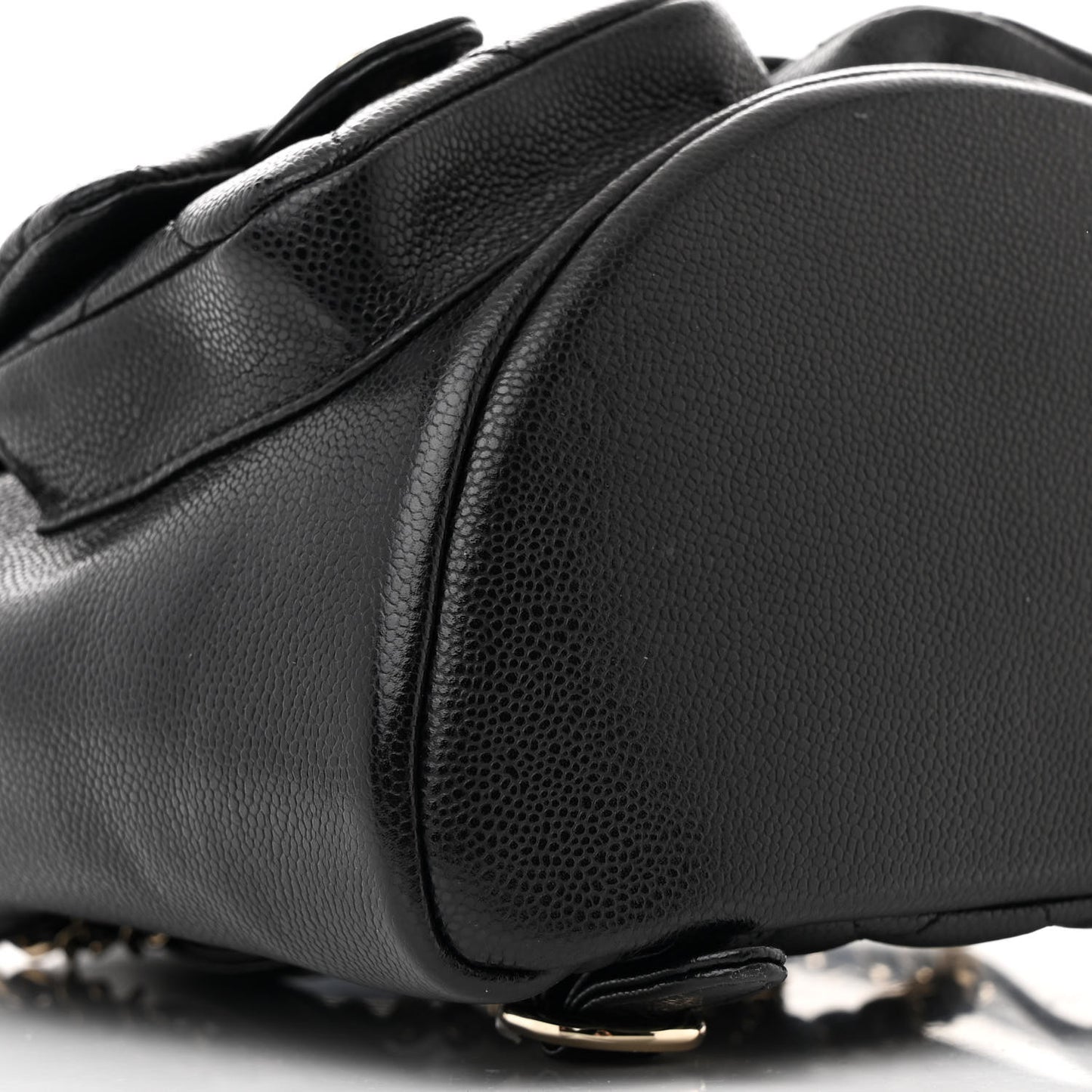 Shiny Caviar Quilted Medium Duma Pockets Drawstring Backpack Black