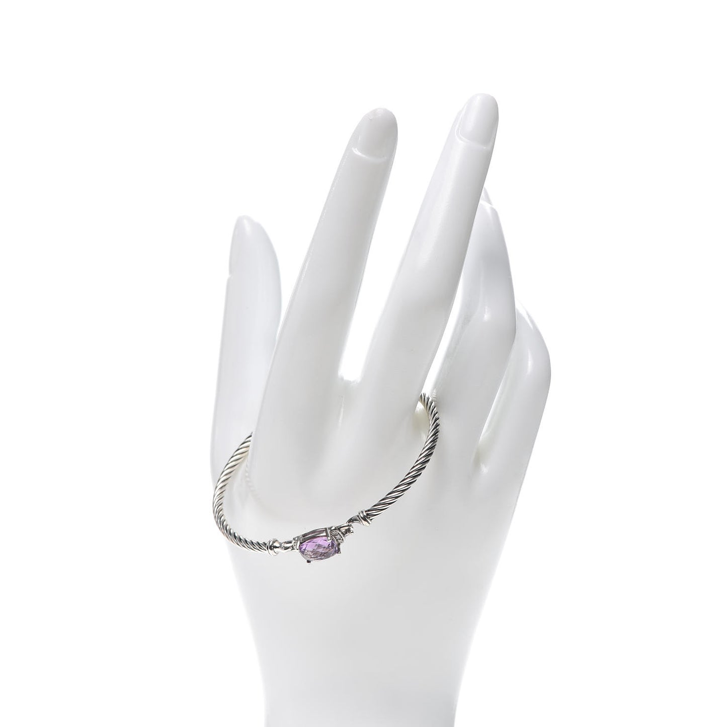 Sterling Silver Diamond Amethyst 3mm Petite Wheaton Bracelet