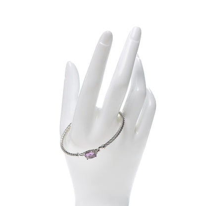 David Yurman Sterling Silver Diamond Amethyst 3mm Petite Wheaton Bracelet 2 of 4