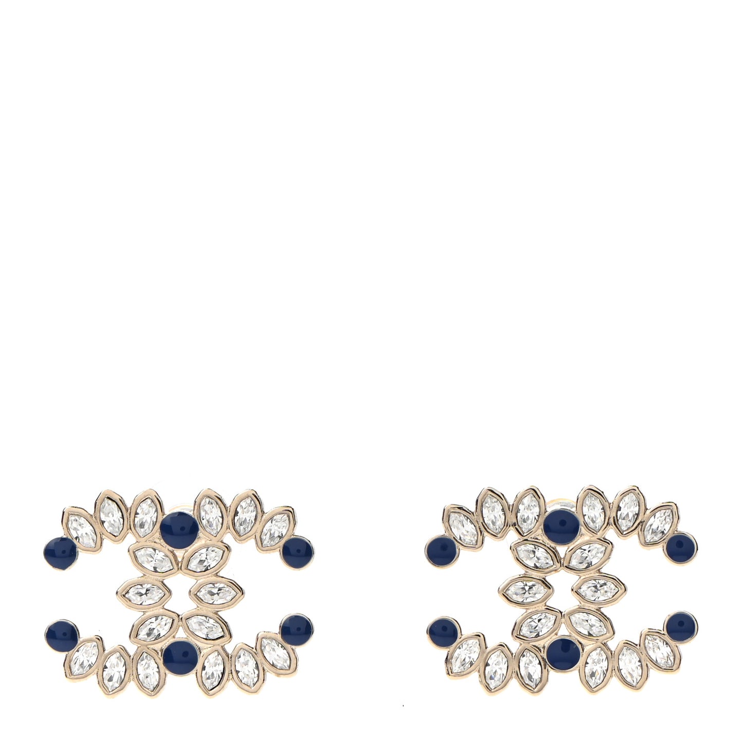 Strass Crystal Dazzling Wheat CC Earrings Blue Gold