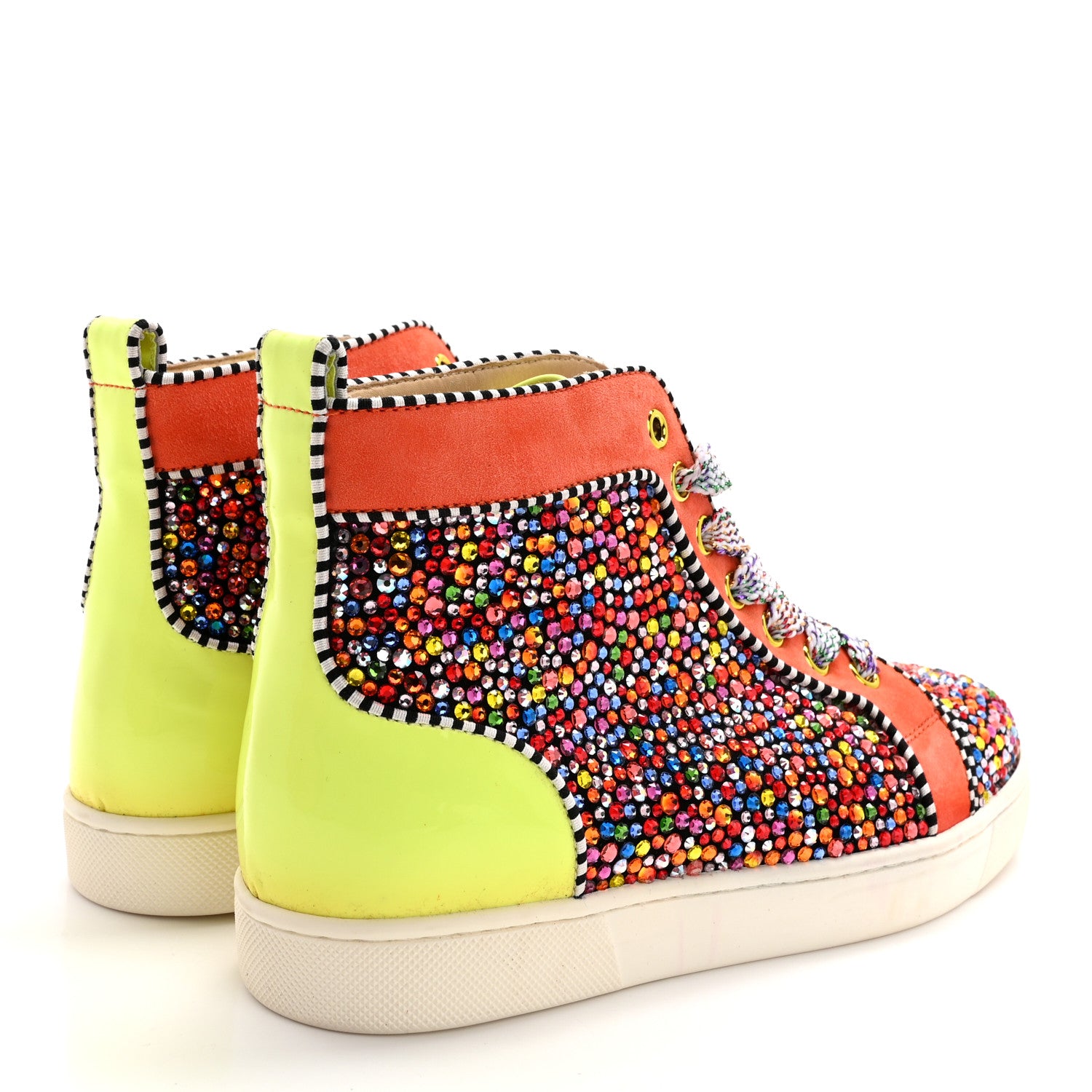 Christian Louboutin Patent Suede Crystal Embellished Orlato Flat Sneakers 35.5 Multicolor 4 of 13