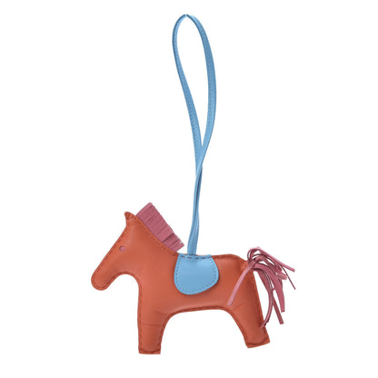 Hermes Milo Lambskin Grigri Rodeo Horse Bag Charm MM Orange Poppy Rose Azalee Bleu Azteque 1 of 4