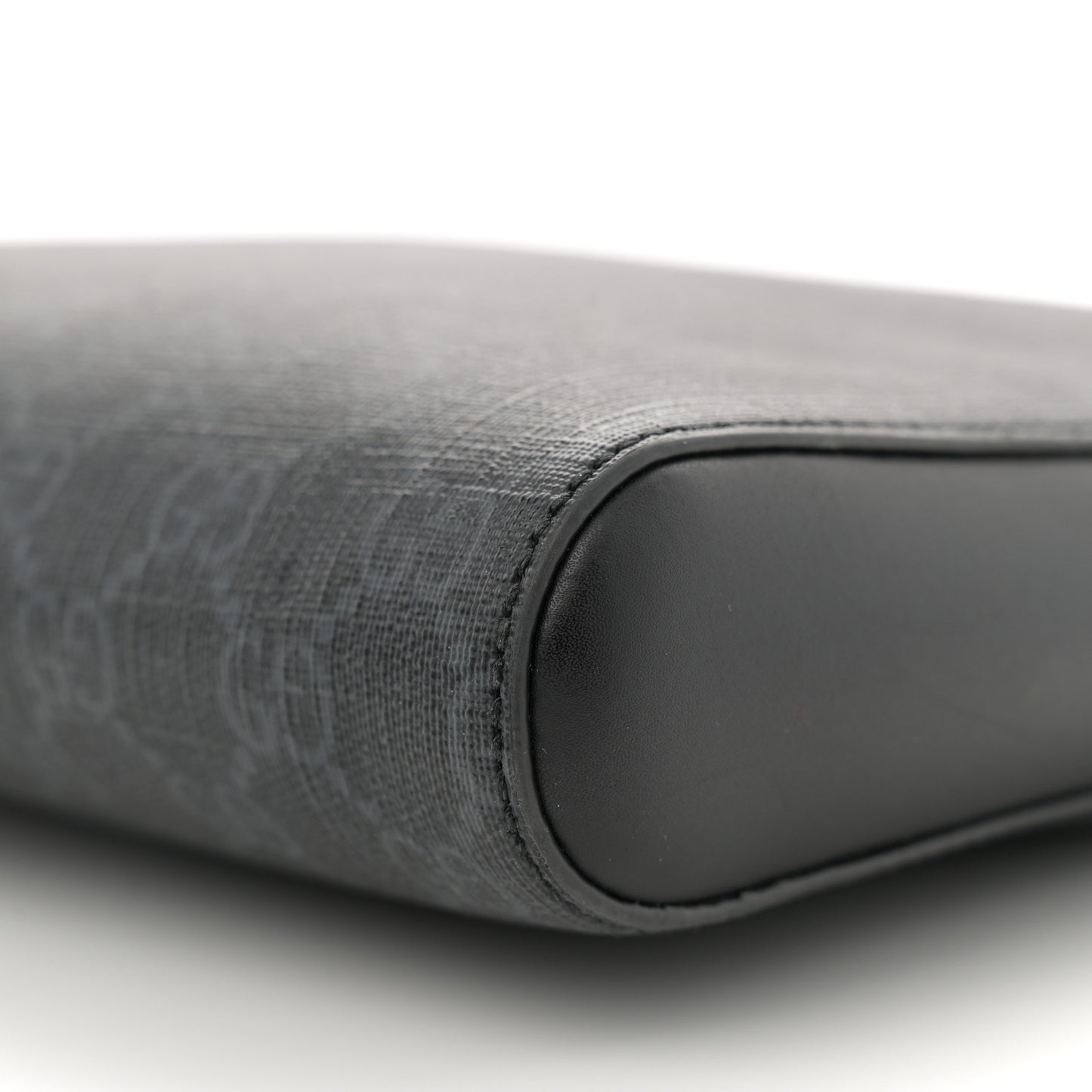 GG Supreme Monogram Appia Calfskin Web Flat Messenger Bag Black Grey