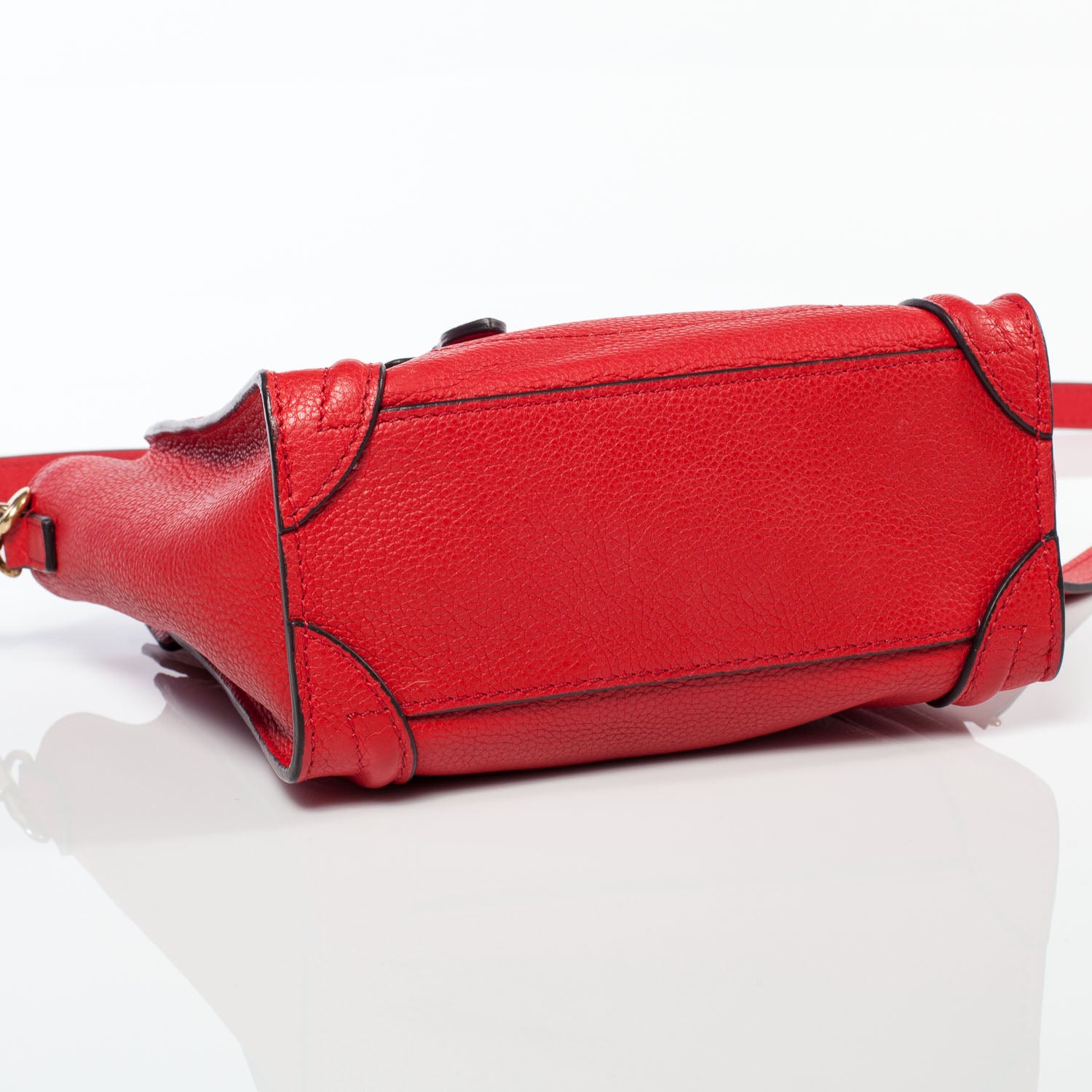 Celine Drummed Leather Nano Luggage Coquelicot Red 6 of 8