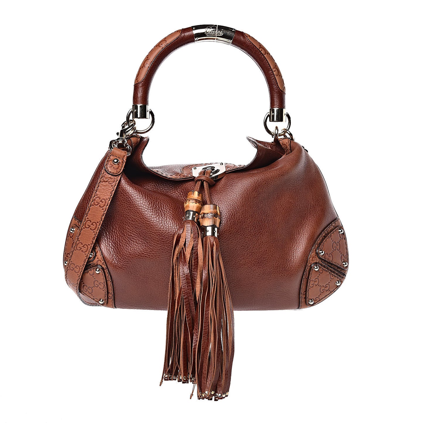 Calfskin Medium Indy Top Handle Bag Brown