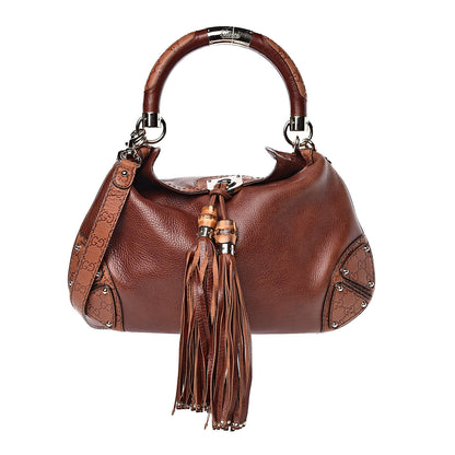 Gucci Calfskin Medium Indy Top Handle Bag Brown 1 of 9