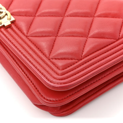 Chanel Lambskin Quilted Boy Wallet On Chain WOC Red 14 of 16
