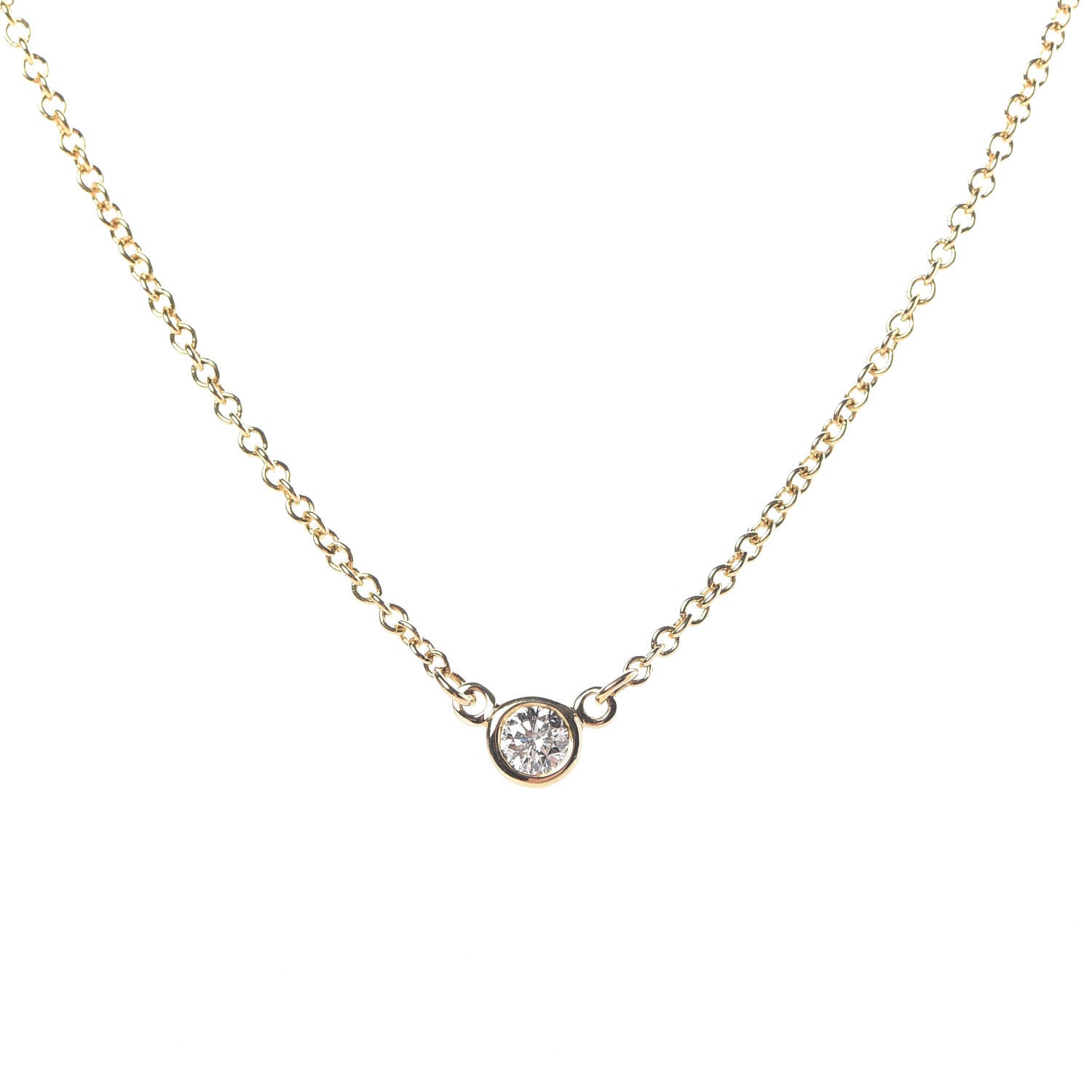 Tiffany 18K Yellow Gold Diamond .05ct Elsa Peretti Diamonds by the Yard Pendant Necklace 4 of 7