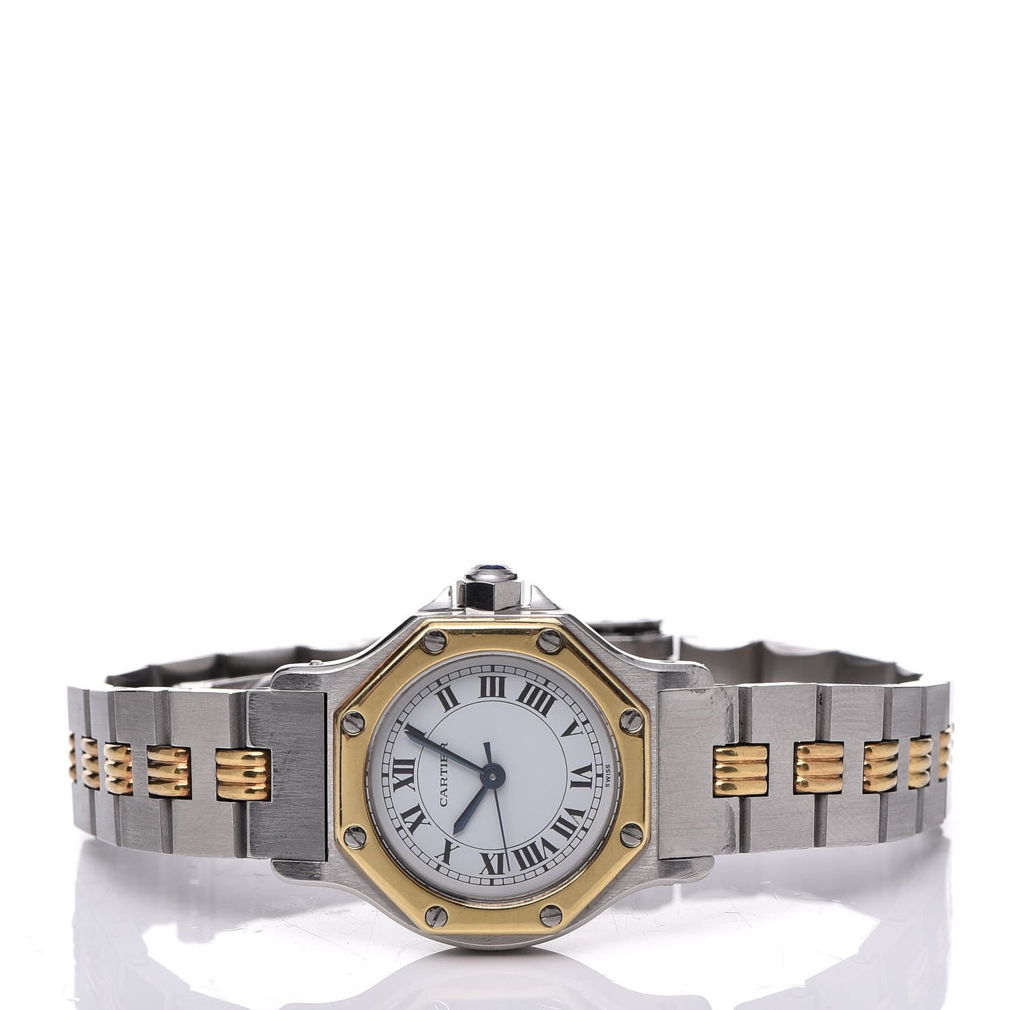 Stainless Steel 18K Yellow Gold 24mm Santos Octagon Automatic Watch