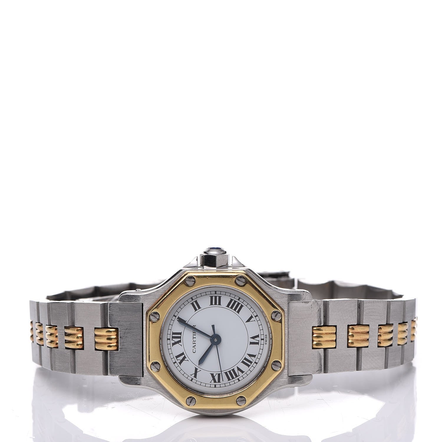 Cartier Stainless Steel 18K Yellow Gold 24mm Santos Octagon Automatic Watch 4 of 8