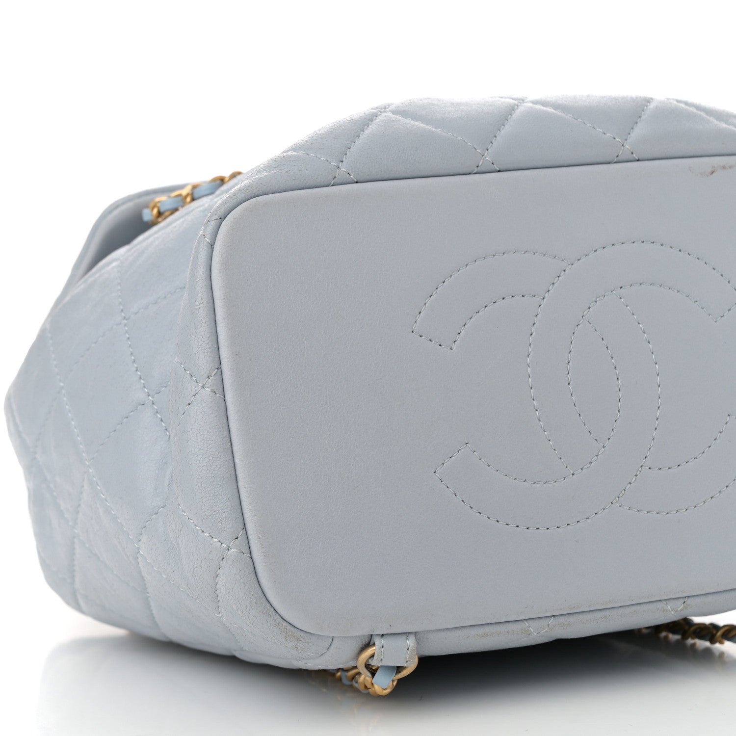 Chanel Lambskin Quilted Small Braided CC Backpack Light Blue 9 of 13