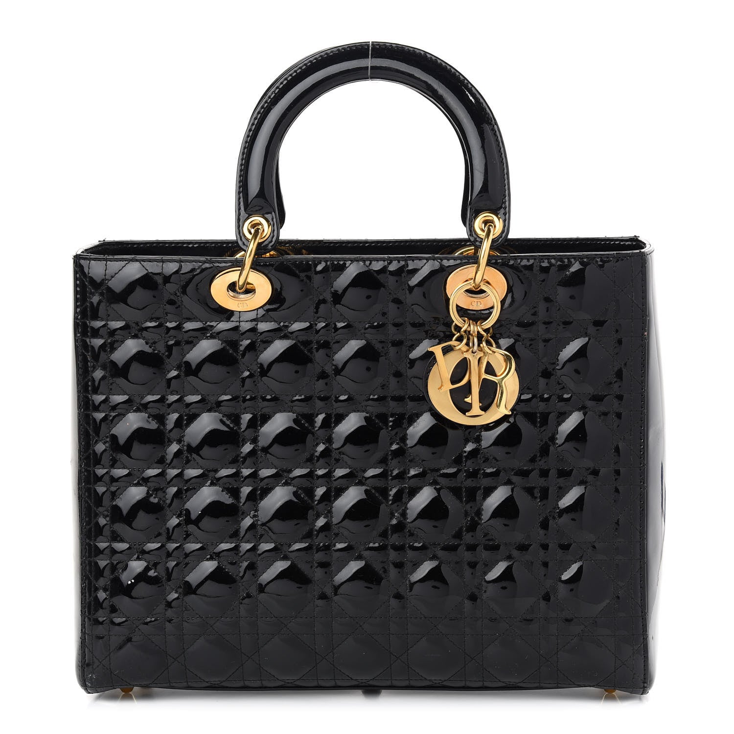 Christian Dior Patent Cannage Large Lady Dior Black 1 of 10