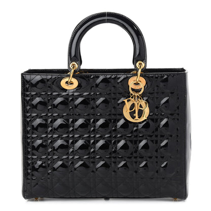 Christian Dior Patent Cannage Large Lady Dior Black 1 of 10