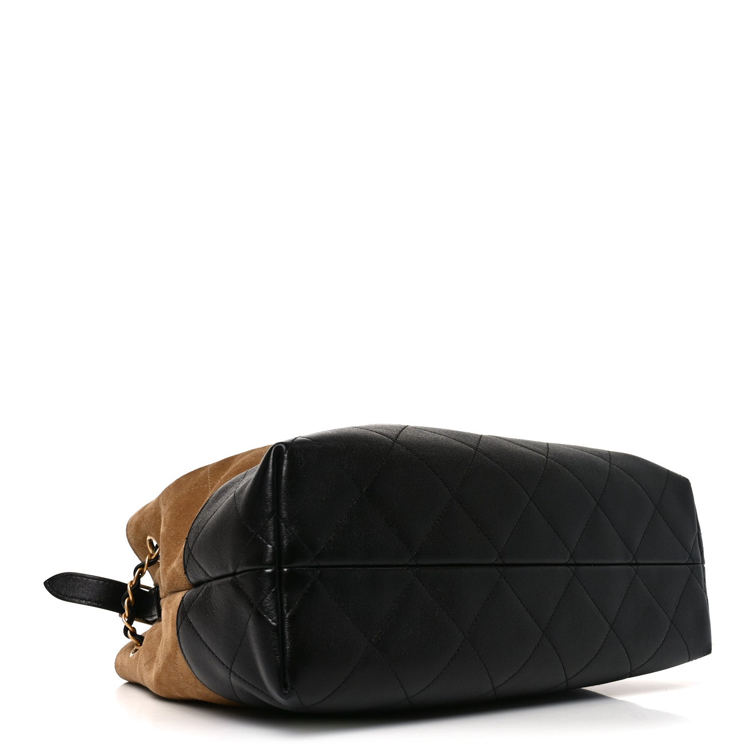 Chanel Suede Calfskin Shiny Lambskin Quilted Small Coco Base Shopping Bag Beige Black 4 of 10